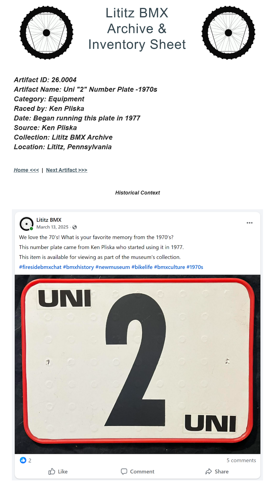 26.0004 — Uni “2” Number Plate - 1970s