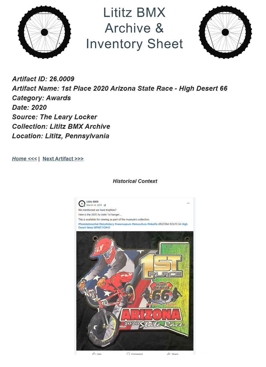 26.0009 — 1st Place 2020 Arizona State Race - High Desert 66