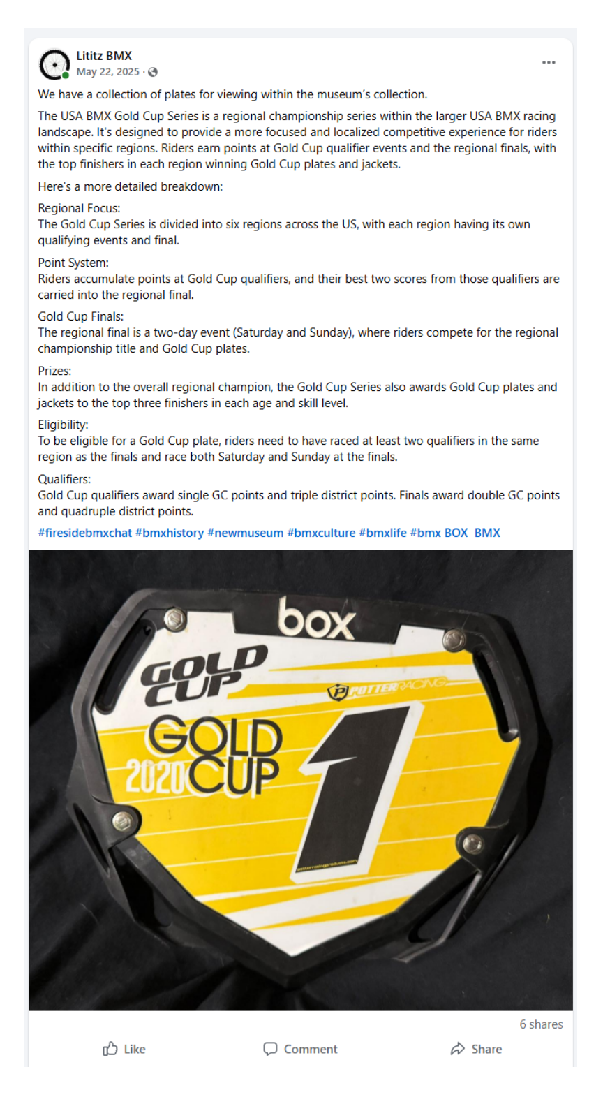 26.0012 — 2020 Gold Cup “1” Plate