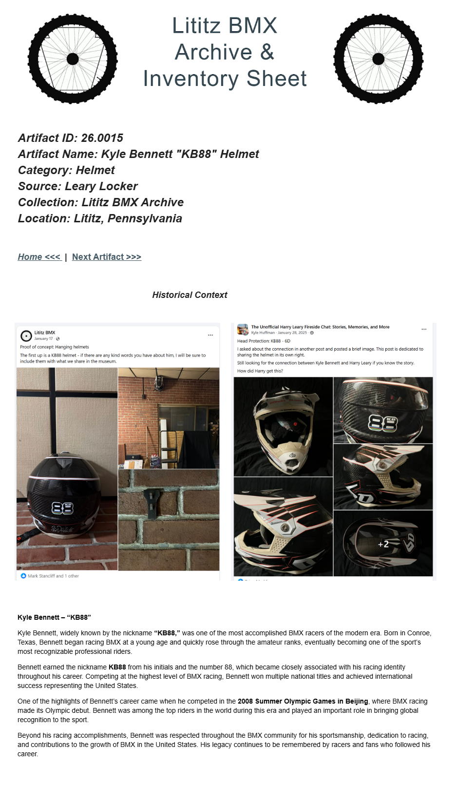 26.0015 — Kyle Bennett “KB88” Helmet