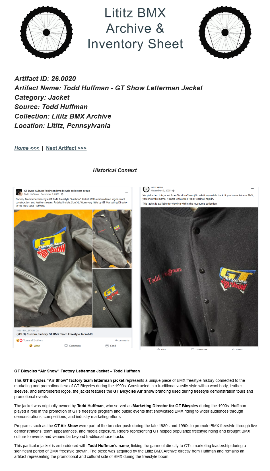 26.0020 — Todd Huffman - GT Show Letterman Jacket