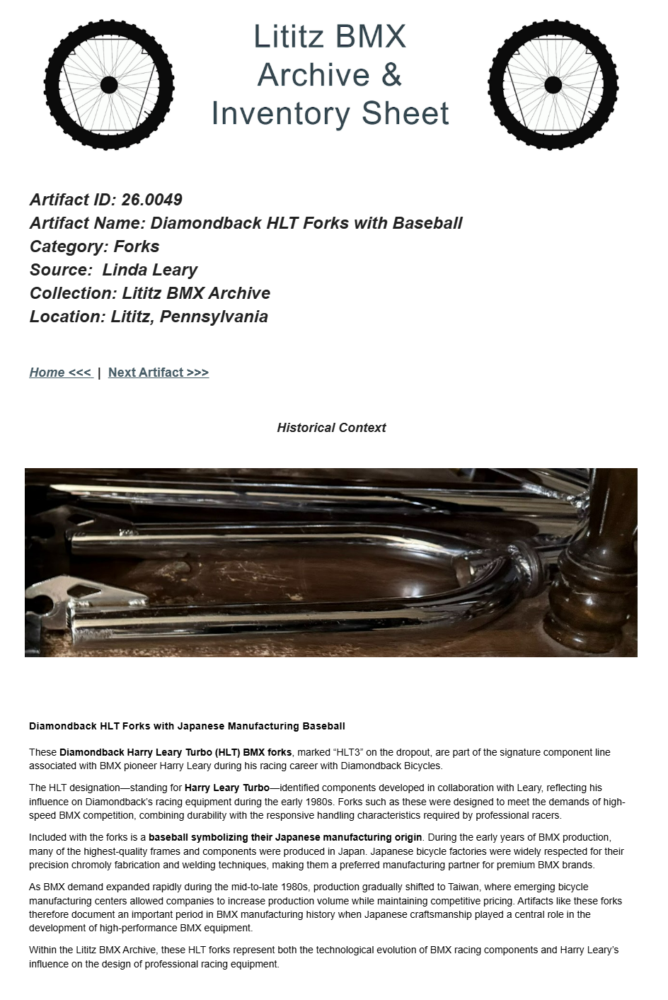 26.0049 — Diamondback HLT Forks with Baseball