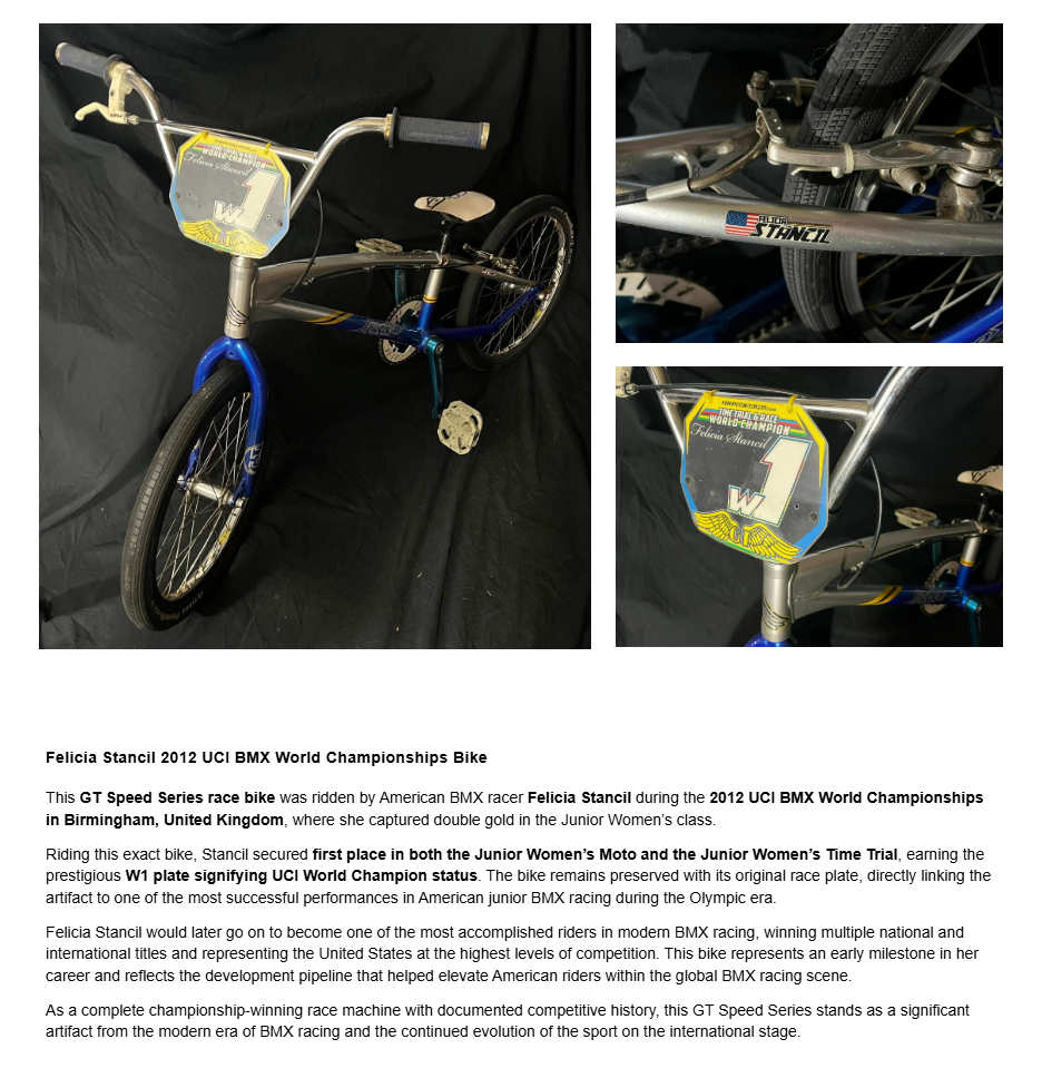 26.0054 — 2012 UCI Worlds Winner Bike & Dual w1 -1st Place Felicia Stancil GT Speed Series