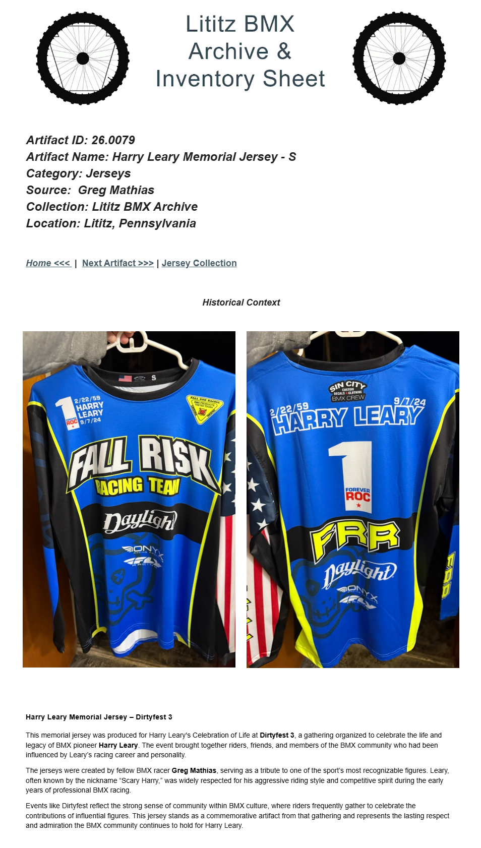 26.0079 — Harry Leary Memorial Jersey - S