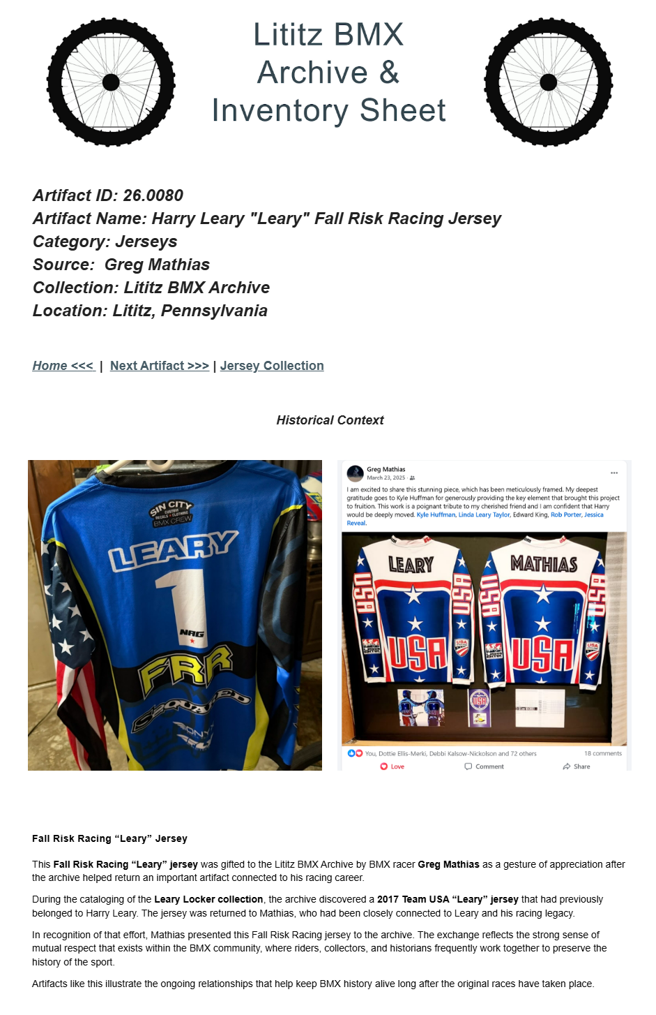 26.0080 — Harry Leary "Leary" Fall Risk Racing Jersey