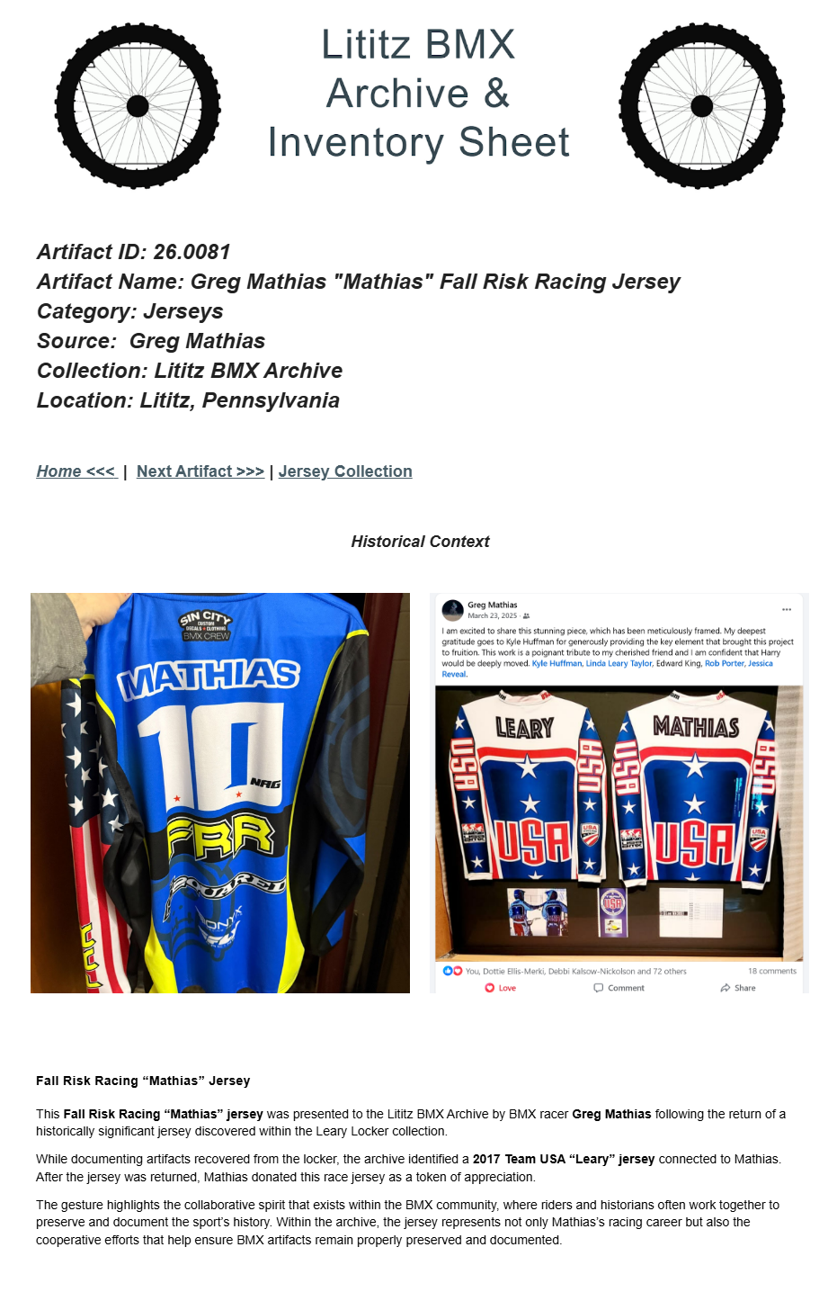 26.0081 — Greg Mathias "Mathias" Fall Risk Racing Jersey