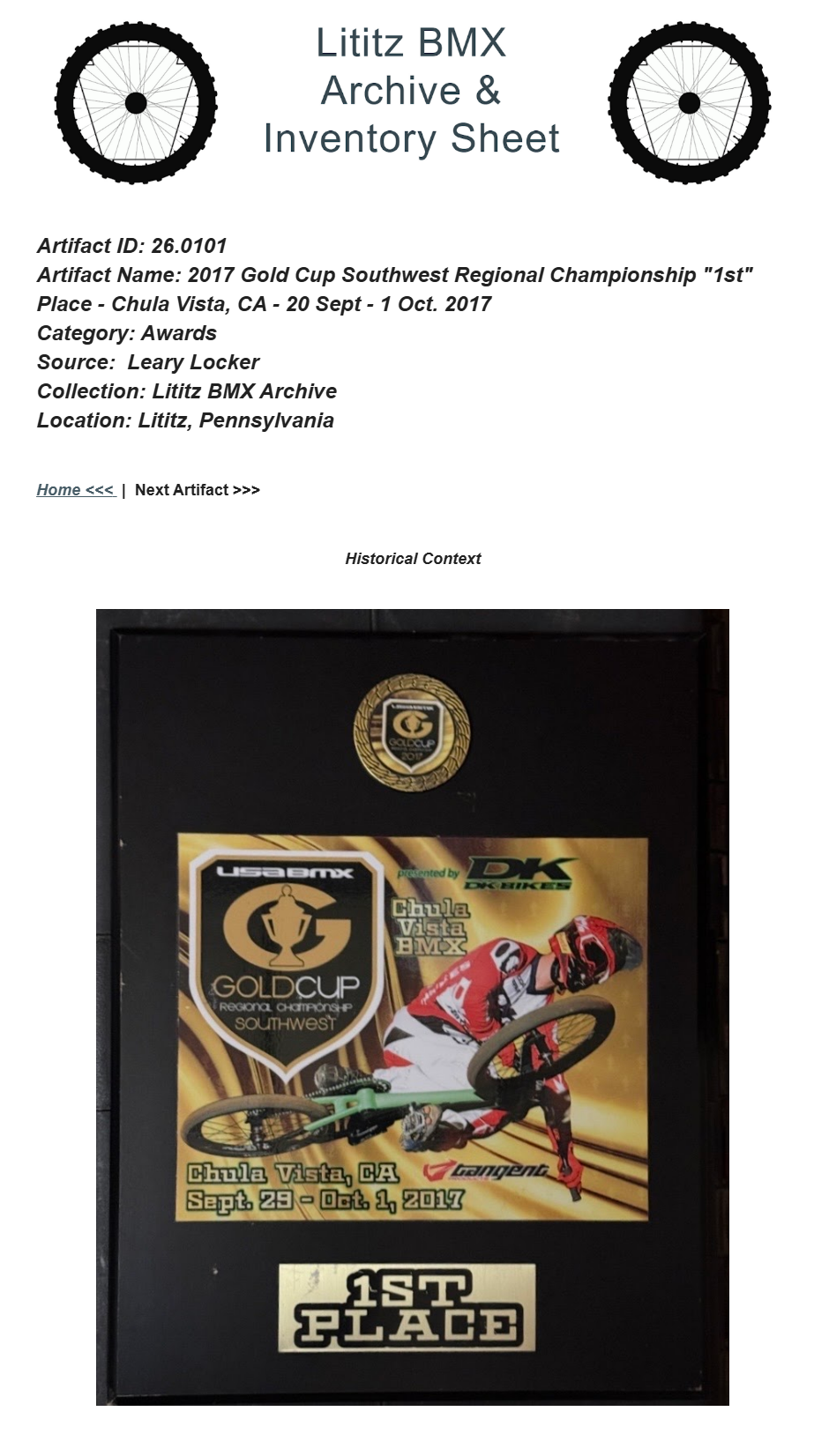 26.0101 — 2017 Gold Cup Southwest Regional Championship "1st" Place - Chula Vista, CA - 20 Sept - 1 Oct. 2017