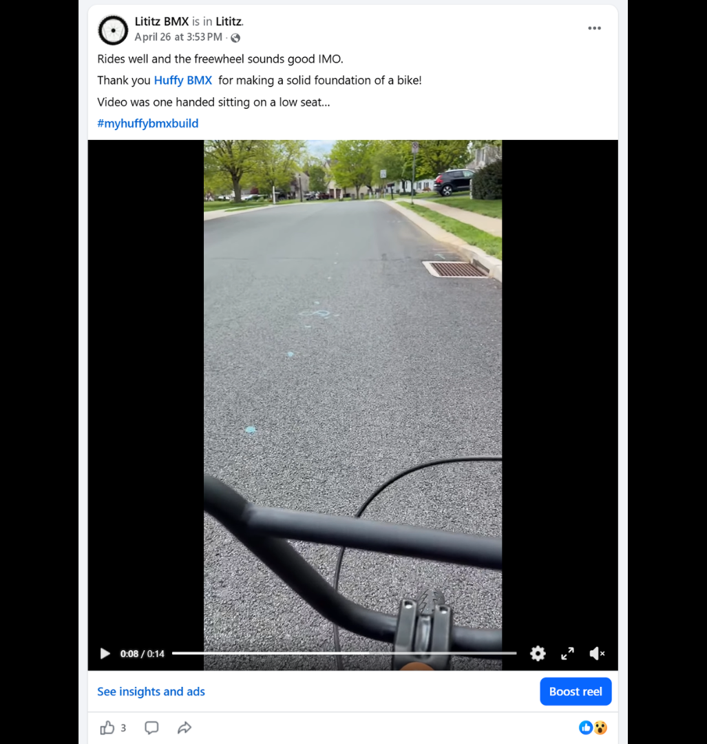 A still from the short street-ride video documenting the Huffy in motion.