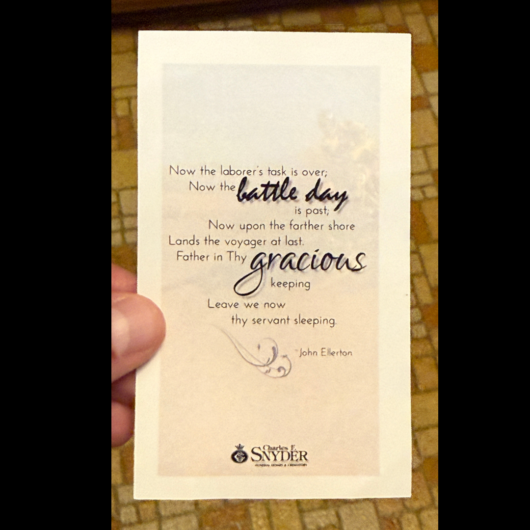 The reverse of the Todd Bryan Hirst memorial card, preserved as an undated source image.
