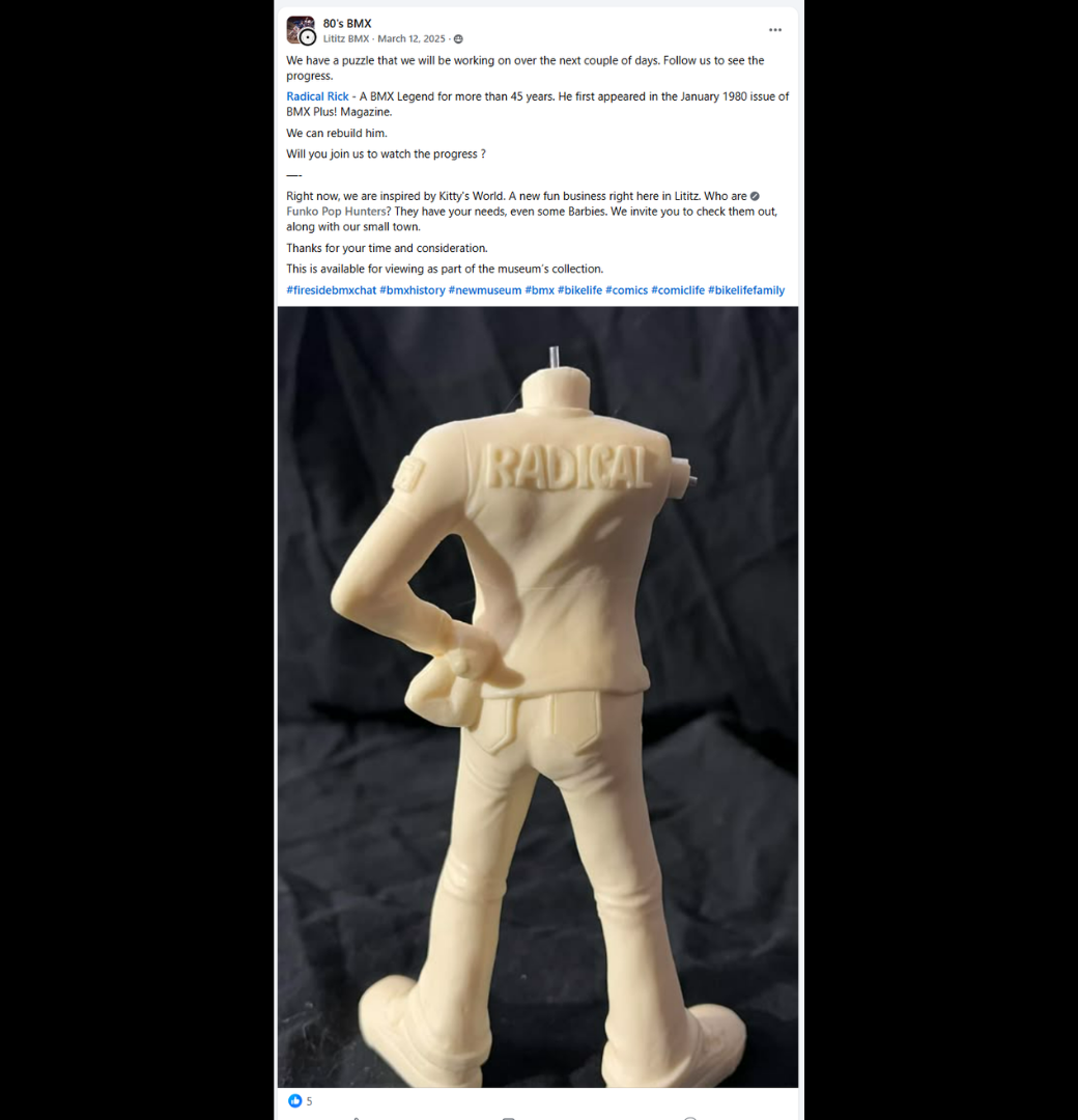 The original March 12, 2025 campaign-opening post showing the headless Radical Rick figure.