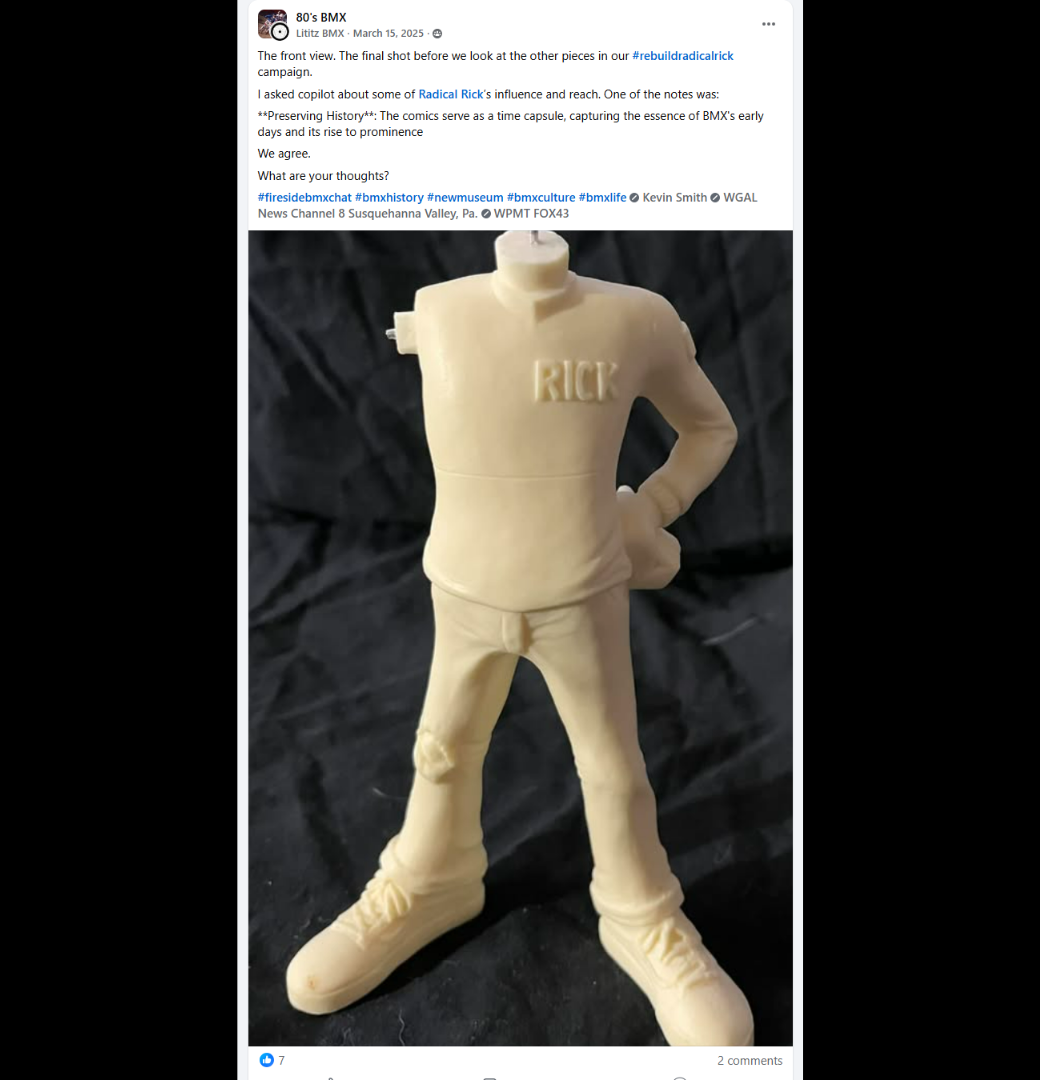 The original March 15, 2025 social-media post showing the front of the headless Radical Rick body component.