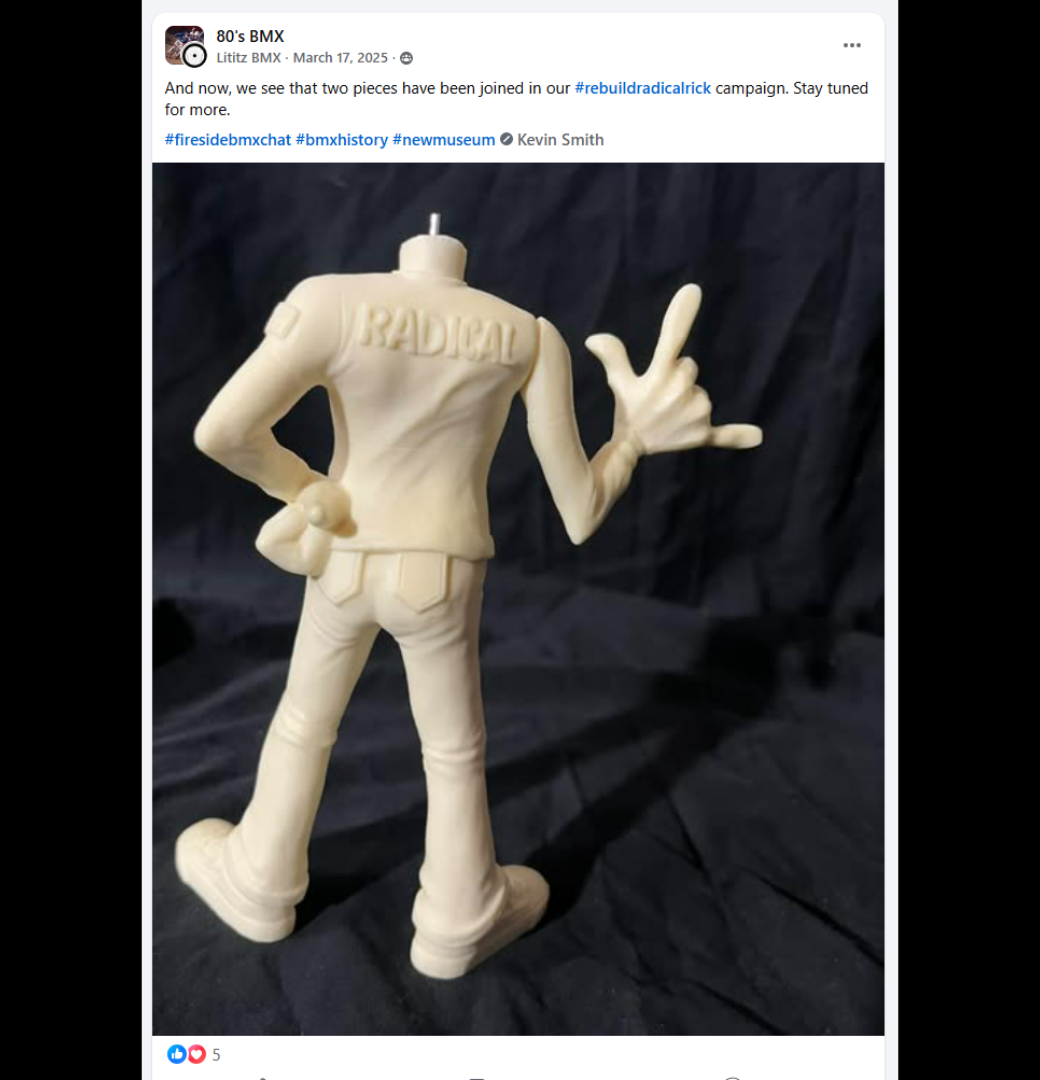 The original March 17, 2025 social-media post showing the arm attached to the Radical Rick torso.