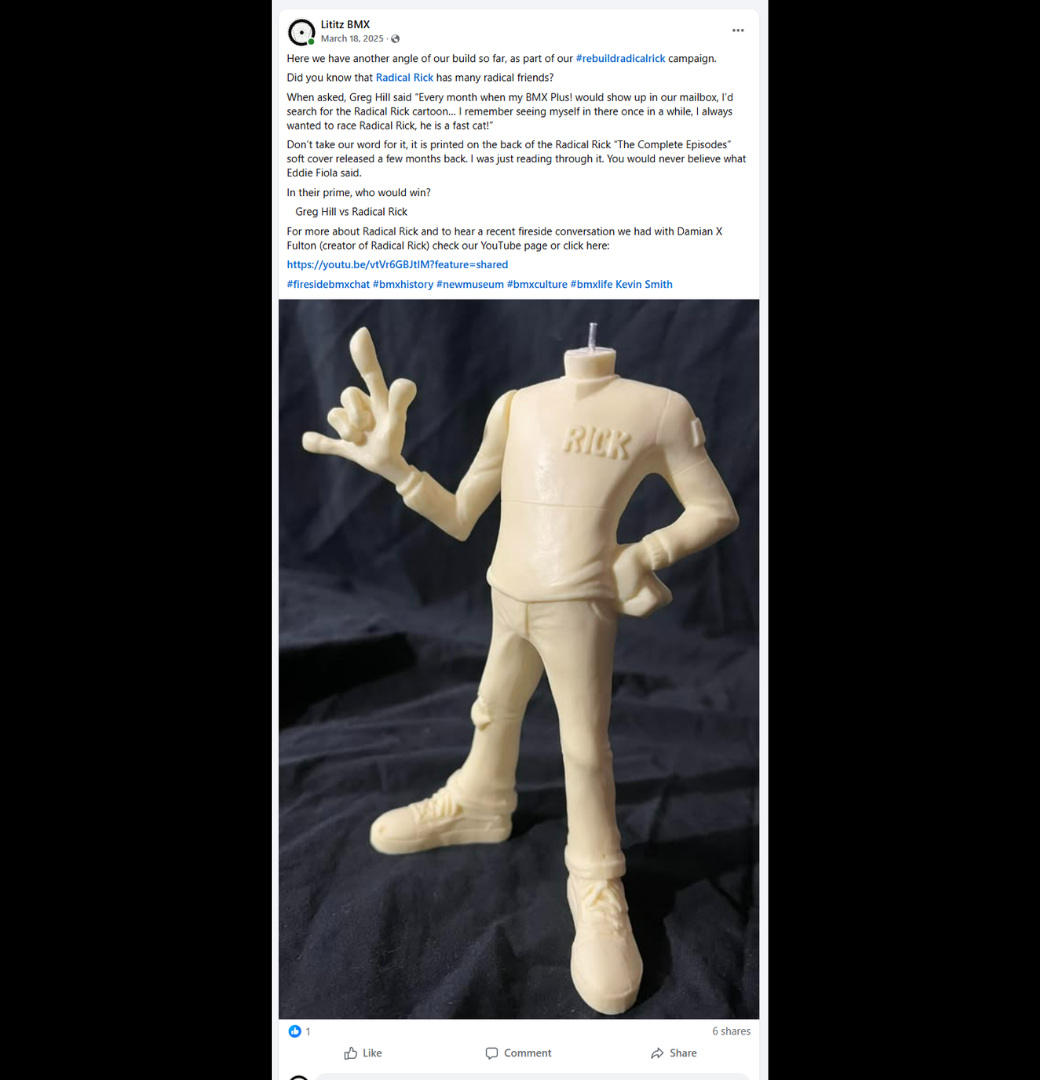 The original March 18, 2025 social-media post showing the partially assembled Radical Rick figure from another angle.