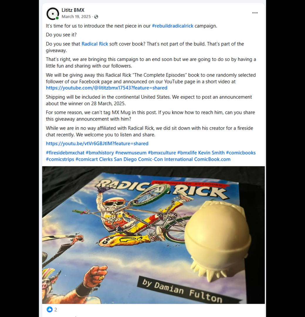 The original March 19, 2025 social-media post introducing the detached Radical Rick head component.