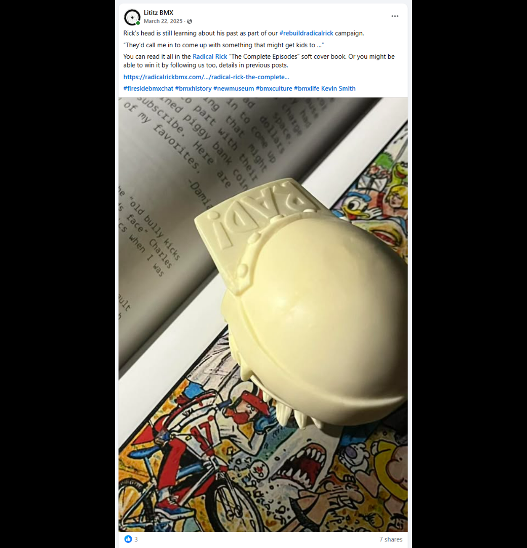 The original March 22, 2025 social-media post showing the head component with Damian Fulton creator-history material.