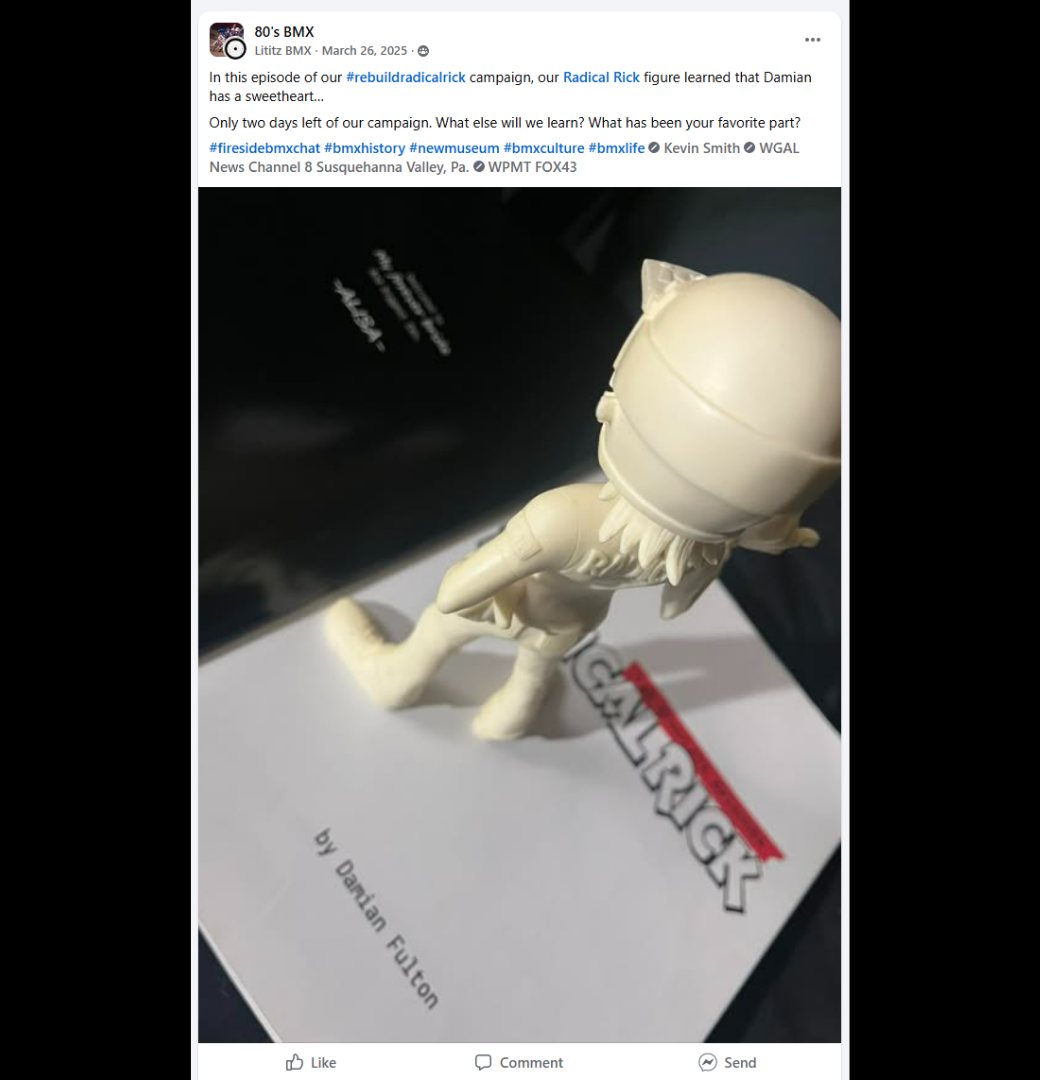 The original March 26, 2025 social-media post showing the assembled figure with Damian Fulton material before the finale.