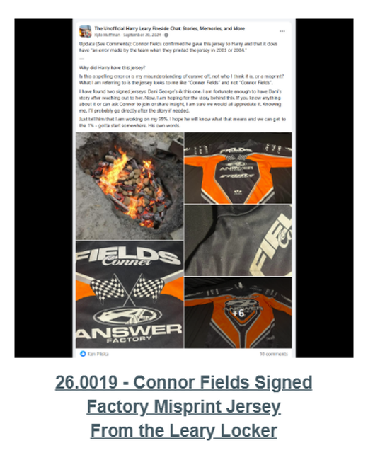 Published Digital Jersey Wall card for Connor Fields Signed Factory Misprint Jersey