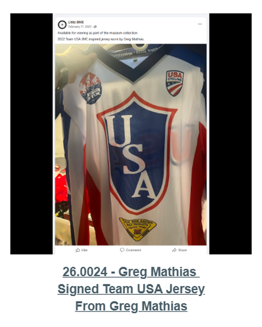 Published Digital Jersey Wall card for Greg Mathias Signed Team USA Jersey