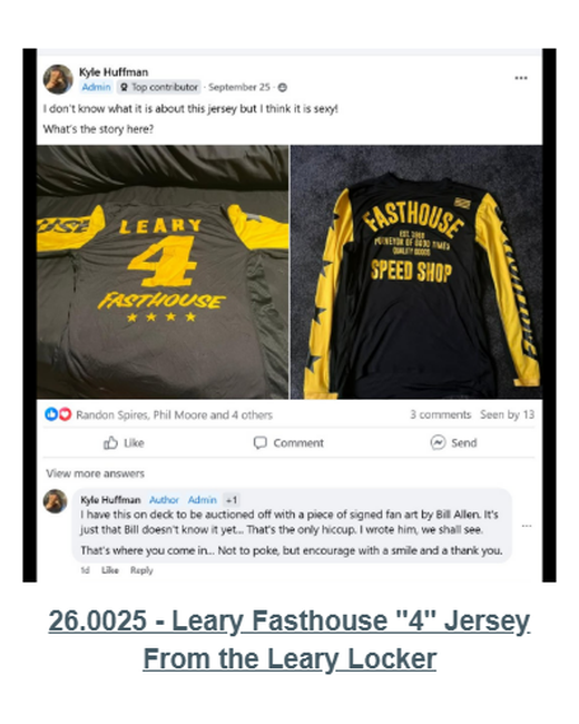 Digital Jersey Wall card for Leary Fasthouse “4” Jersey