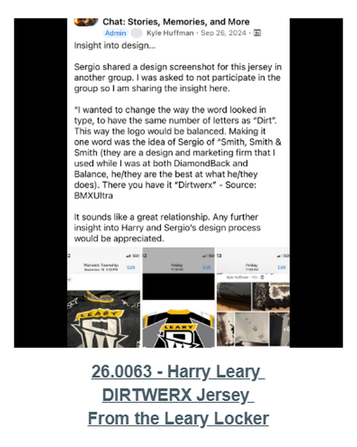 Published Digital Jersey Wall card for Harry Leary DIRTWERX Jersey