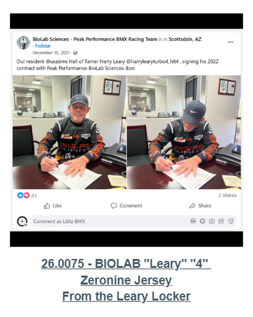 Digital Jersey Wall card for BIOLAB “Leary” “4” Zeronine Jersey