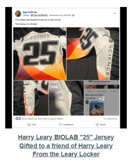 Digital Jersey Wall card for Harry Leary BIOLAB “25” Jersey