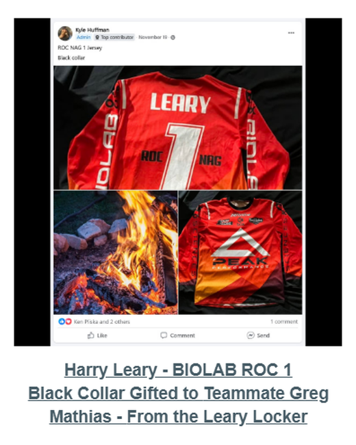 Digital Jersey Wall card for Harry Leary BIOLAB ROC 1 Jersey — Black Collar