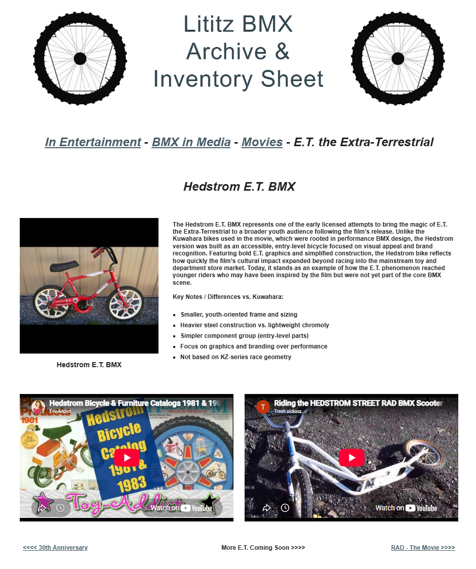 Canonical Lititz BMX source-page capture for Hedstrom E.T. BMX