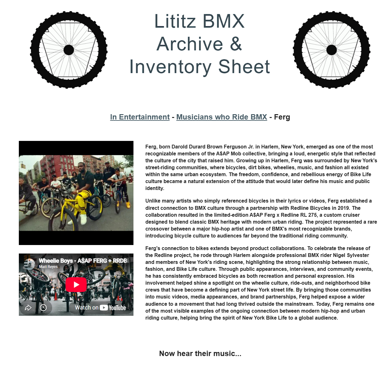 Lititz BMX Musicians who Ride BMX source page for Ferg