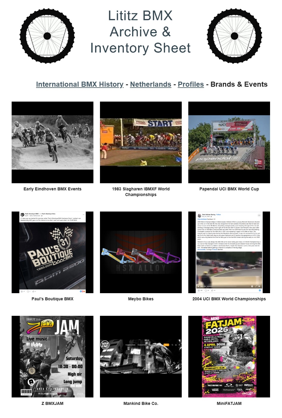 Lititz BMX International BMX History source page for The Netherlands — Brands & Events