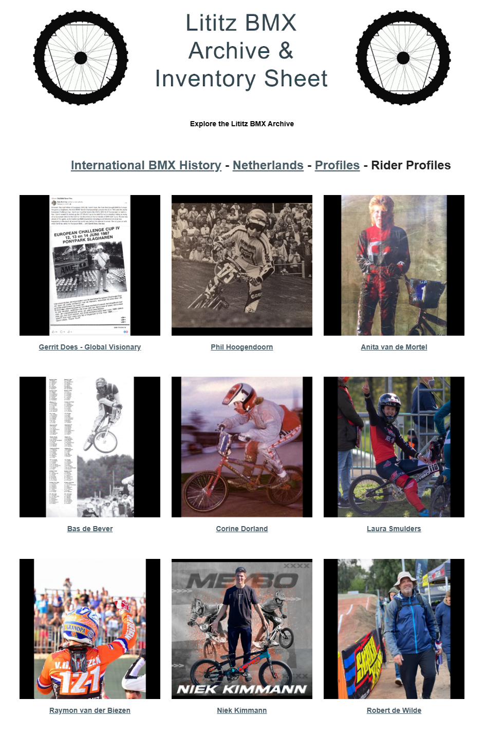 Lititz BMX International BMX History source page for The Netherlands — Rider Profiles