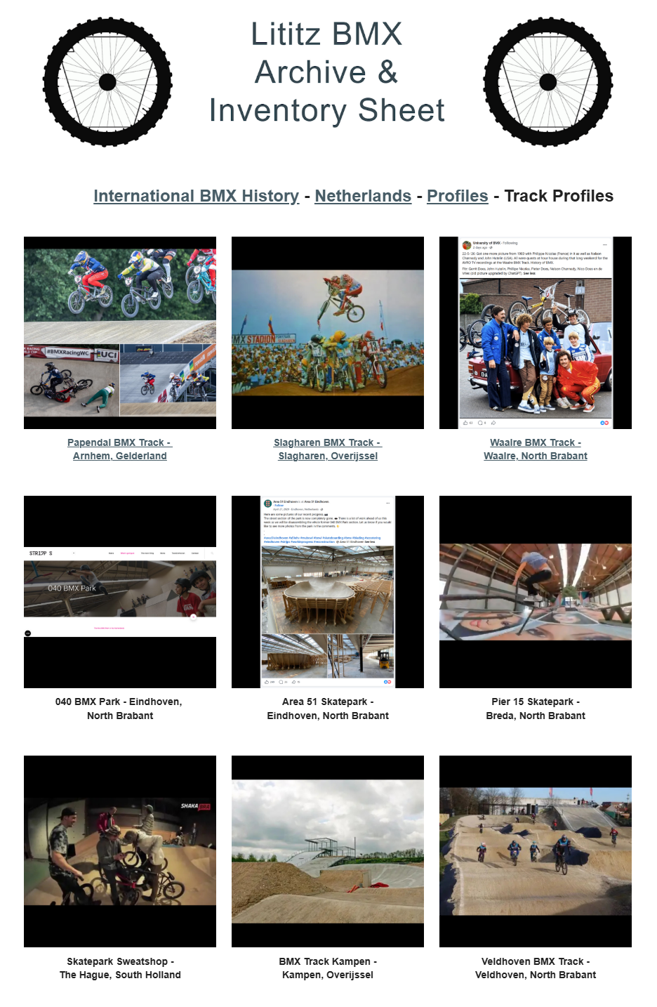 Lititz BMX International BMX History source page for The Netherlands — Track Profiles