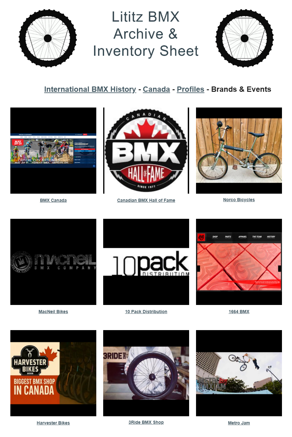 Lititz BMX International BMX History source page for Canada — Brands & Events