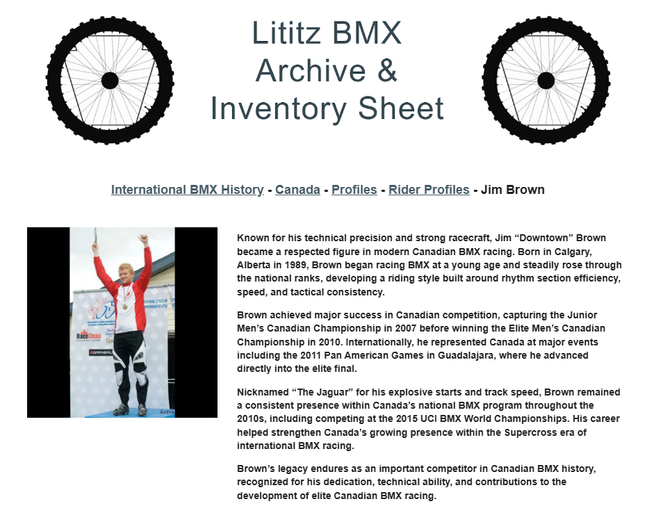 Lititz BMX International BMX History source page for Jim Brown