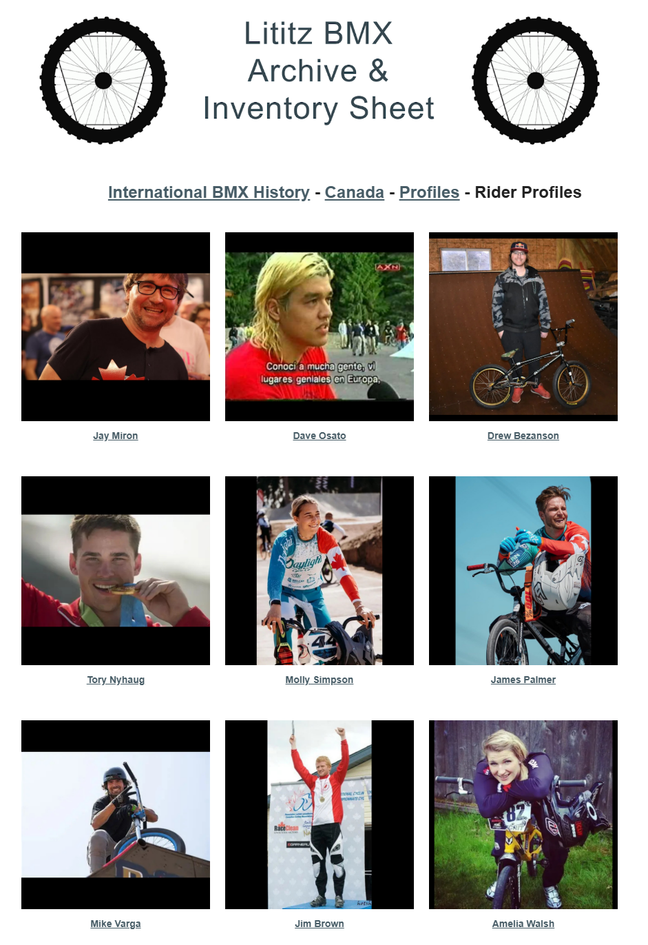 Lititz BMX International BMX History source page for Canada — Rider Profiles