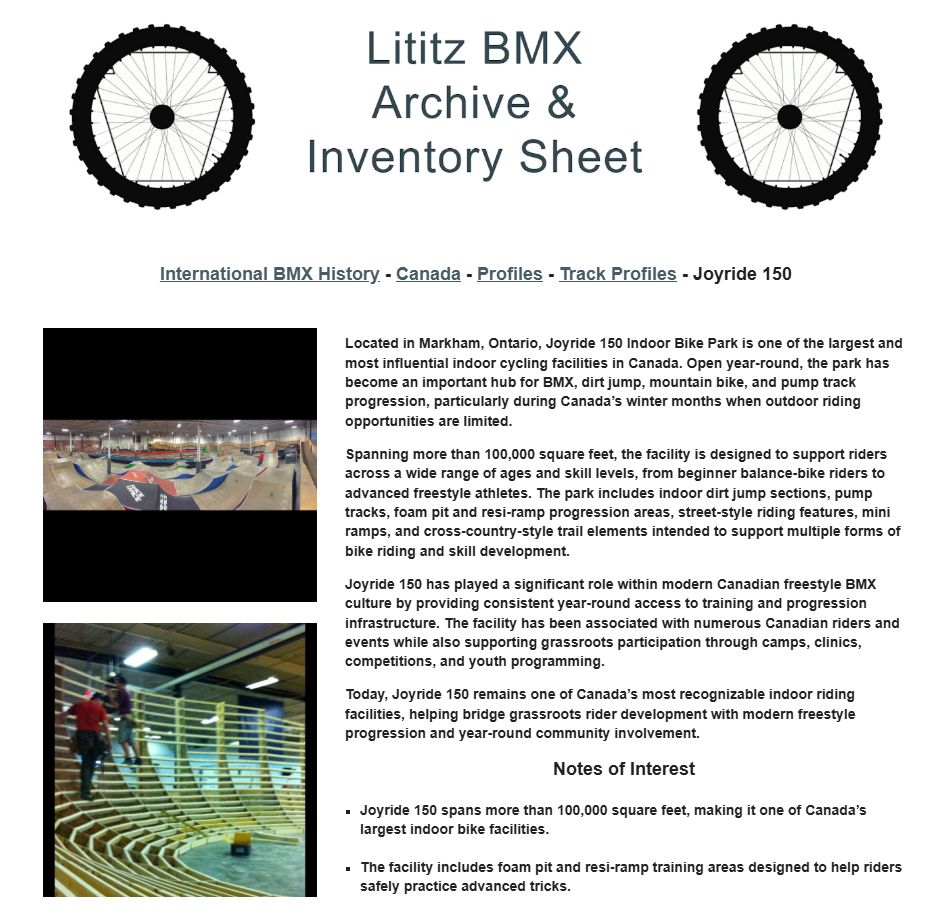 Lititz BMX International BMX History source page for Joyride 150