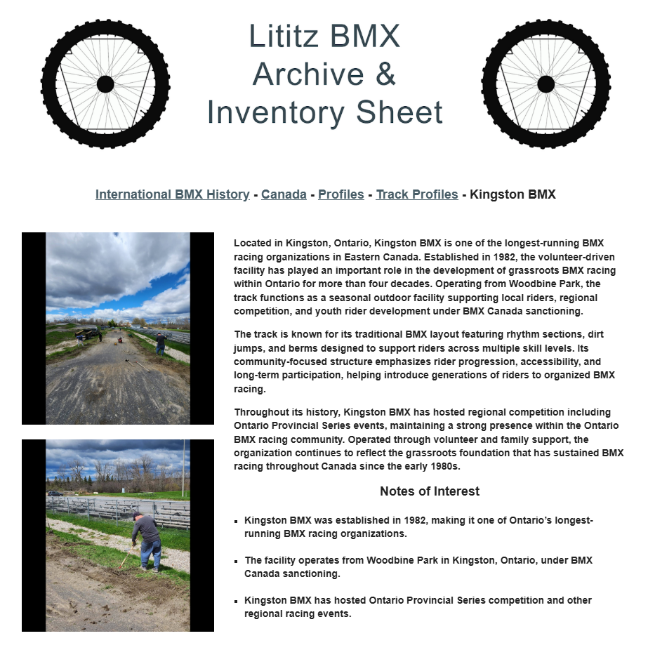 Lititz BMX International BMX History source page for Kingston BMX