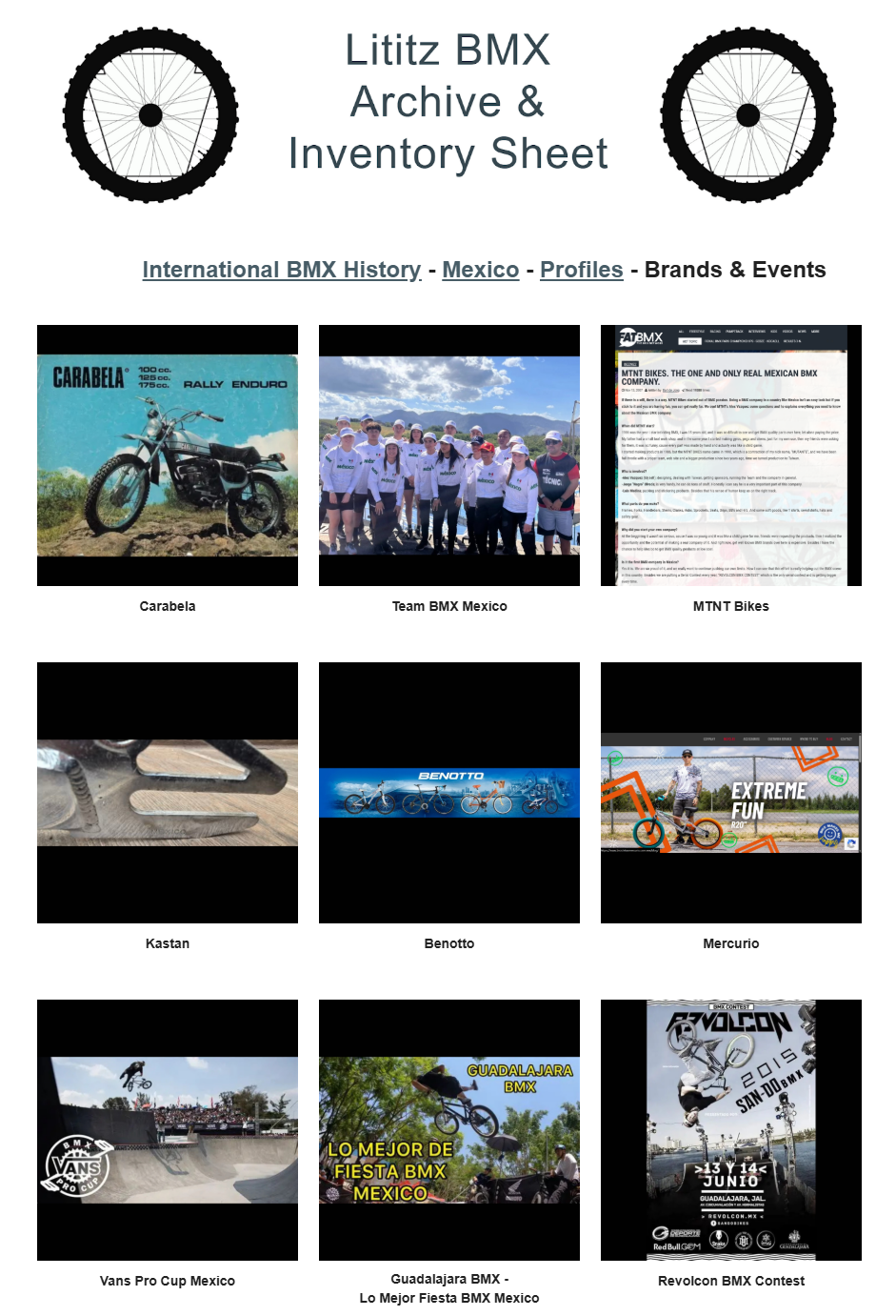 Lititz BMX International BMX History source page for Mexico — Brands & Events