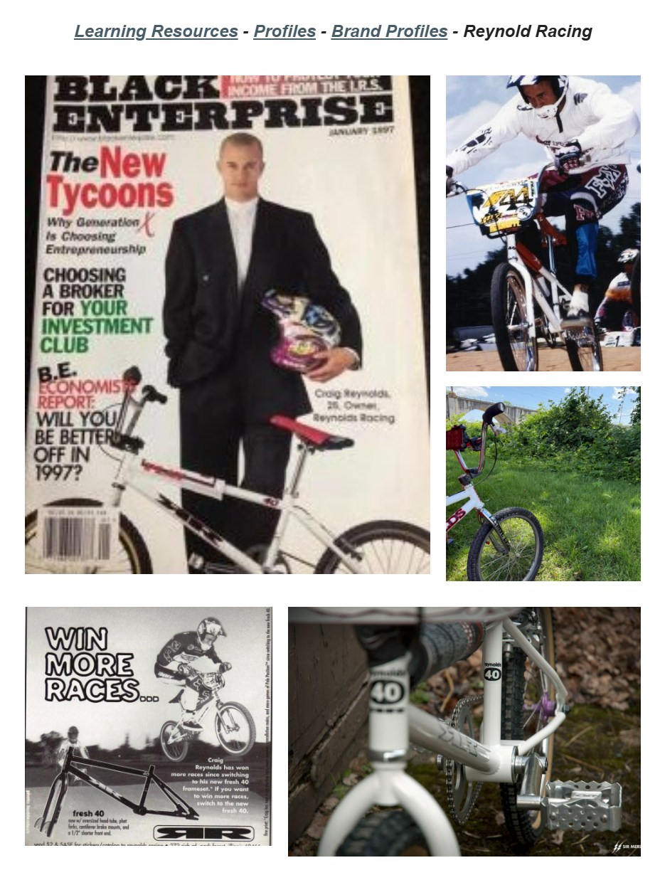 Published Lititz BMX brand profile source capture for Reynolds Racing