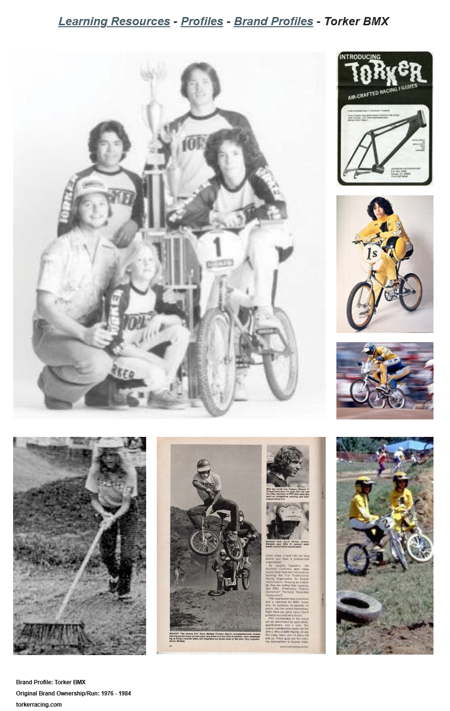 Published Lititz BMX brand profile source capture for Torker BMX