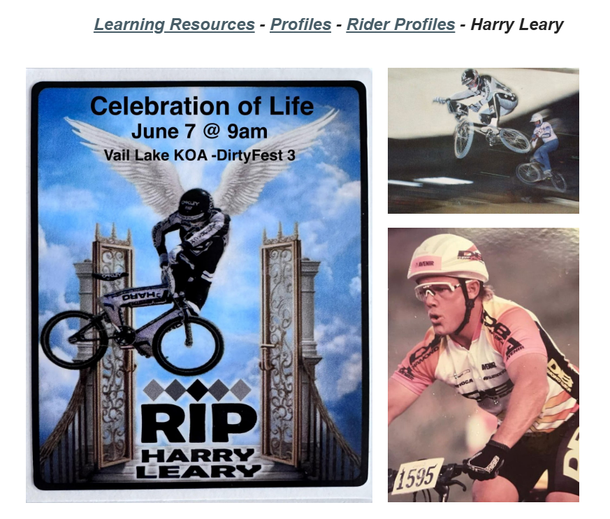 Published Lititz BMX rider profile source capture for Harry Leary