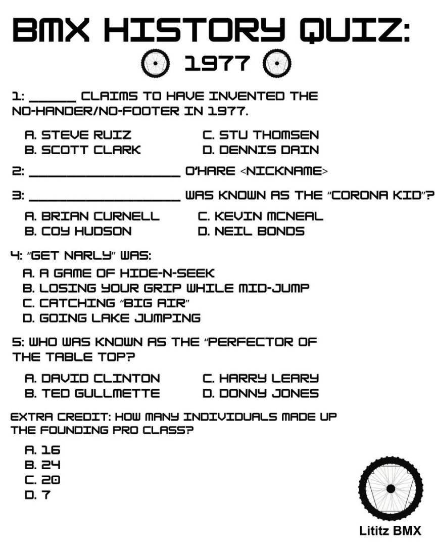 BMX History Quiz: 1977