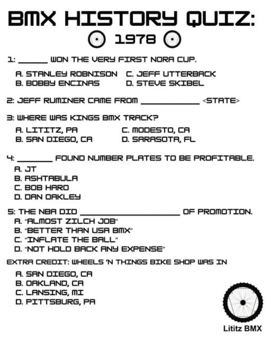 BMX History Quiz: 1978