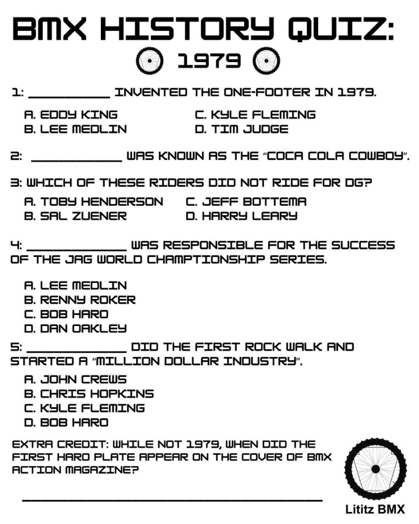 BMX History Quiz: 1979