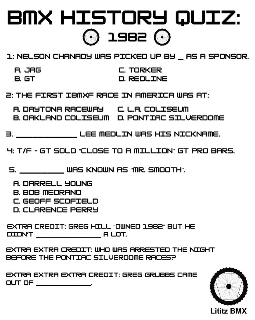 BMX History Quiz: 1982