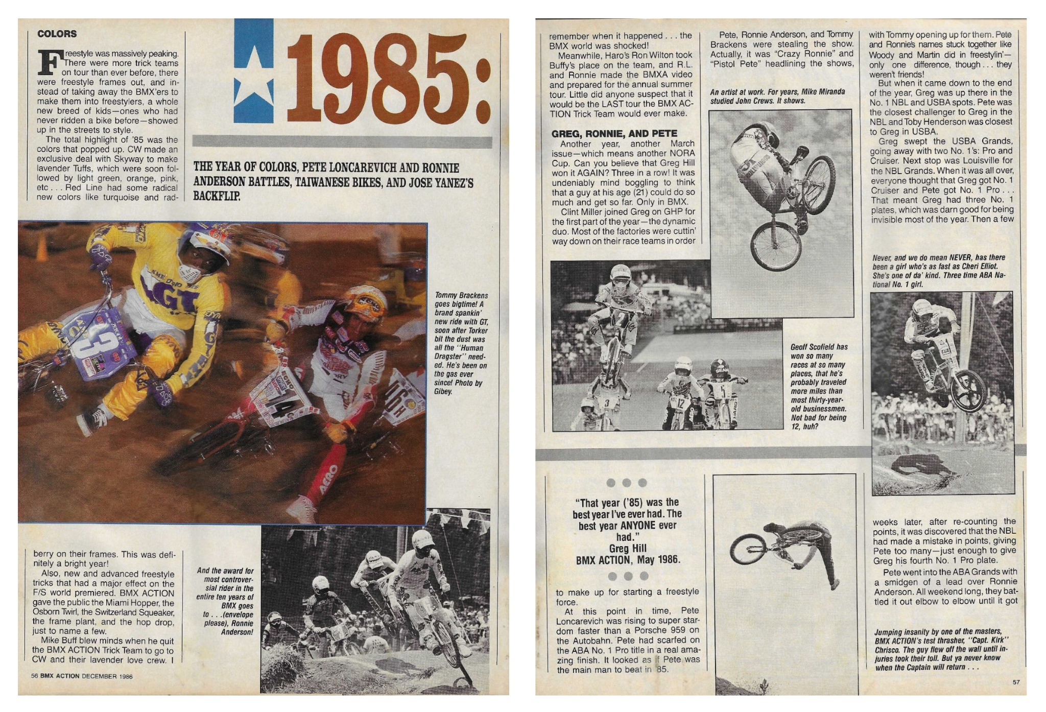 BMX Action 1985 retrospective article spread