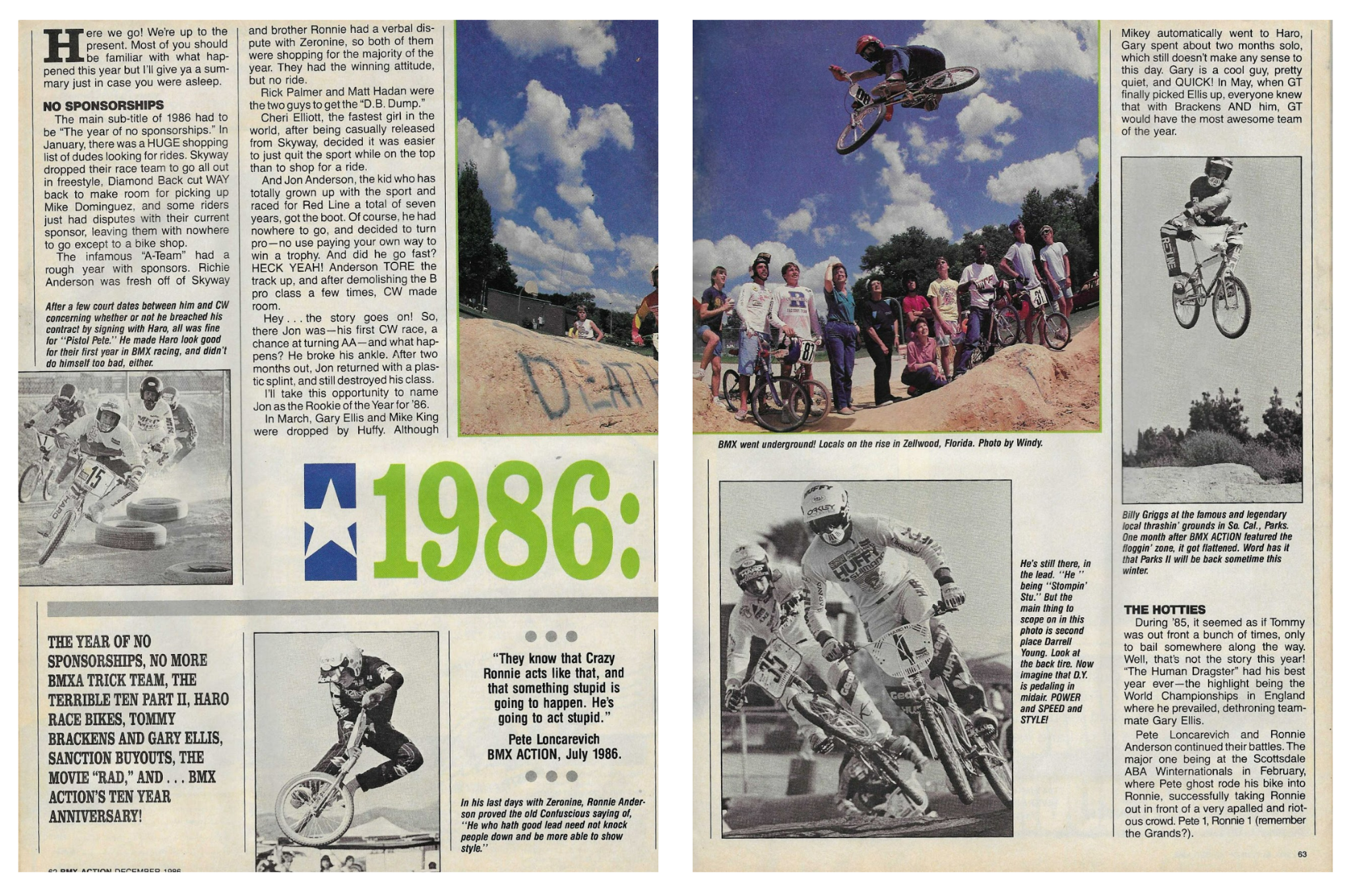 BMX Action 1986 retrospective article spread