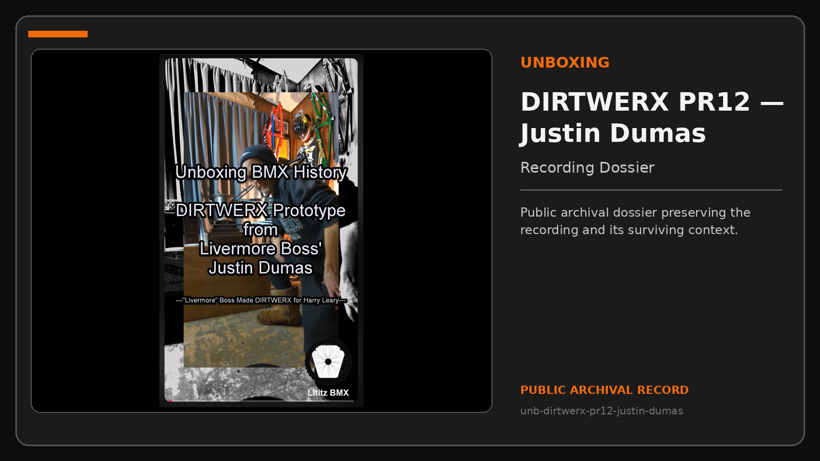Repository navigation thumbnail for DIRTWERX PR12 — Justin Dumas