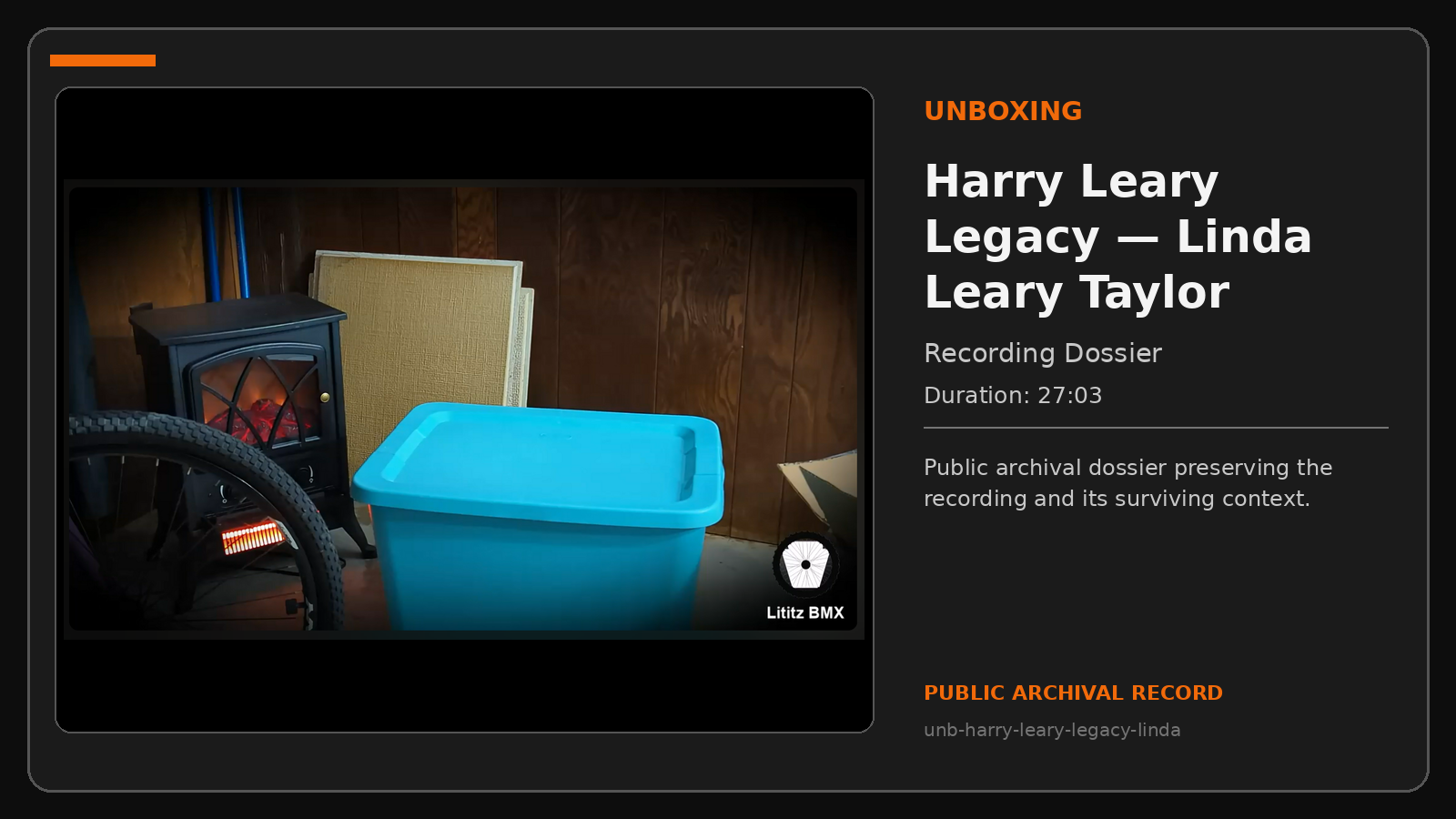 Repository navigation thumbnail for Harry Leary Legacy — Linda Leary Taylor