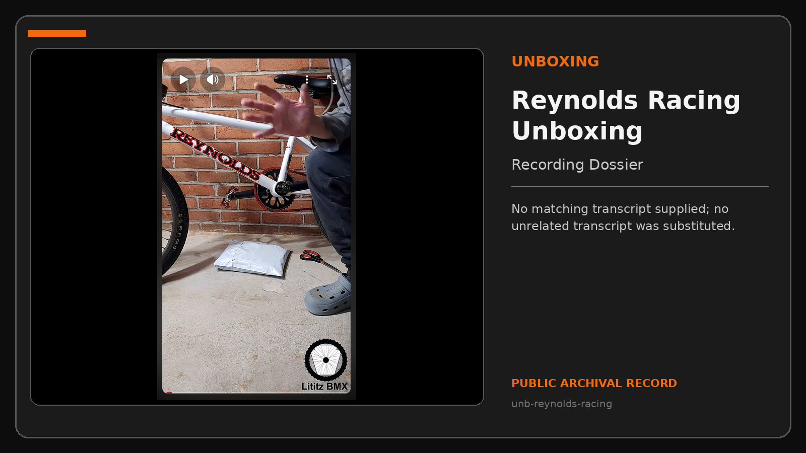 Repository navigation thumbnail for Reynolds Racing Unboxing